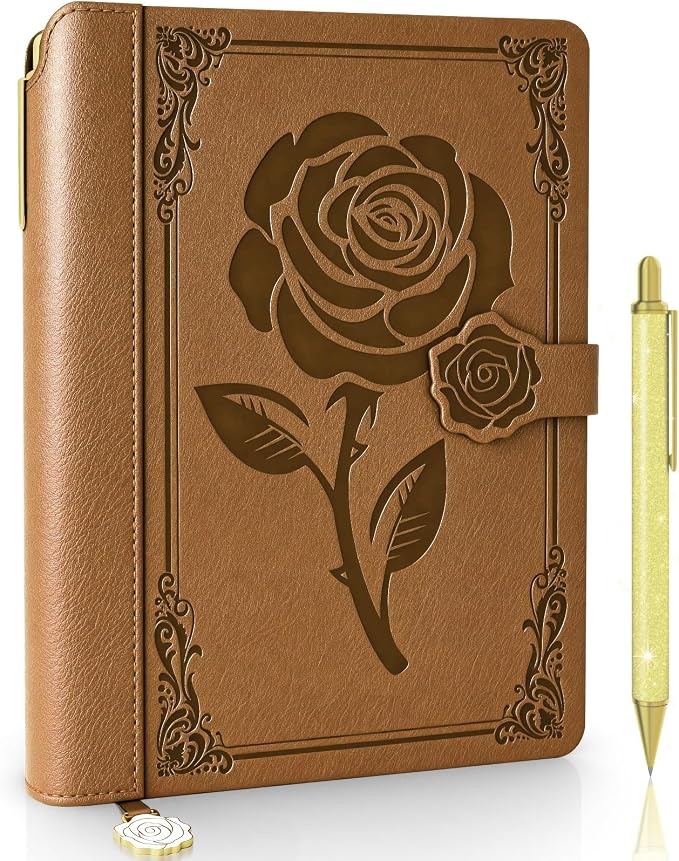 Aocii leather Journal for Women, A5 lined Daily Journal Notebook, Bullet by Aocii
