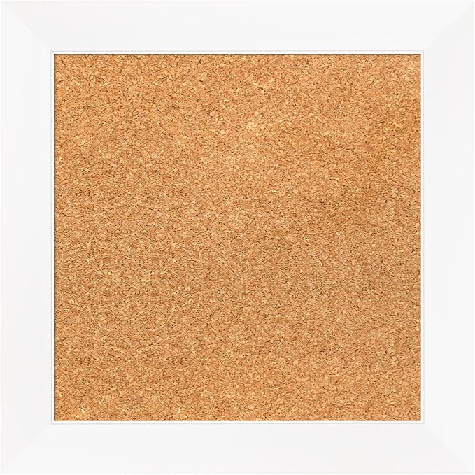 Amanti Art Natural Cork Board for Wall, 17x17 Vision Board with White Frame, Small Corkboard Office Decor for Home Organization, Modern Corkboard Pinboard to Display Items for Home Organization in-DeskLoop Office