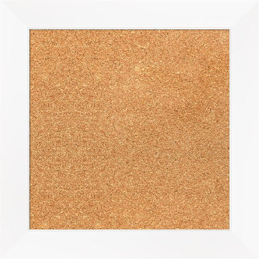 Amanti Art Natural Cork Board for Wall, 17x17 Vision Board with White Frame, Small Corkboard Office Decor for Home Organization, Modern Corkboard Pinboard to Display Items for Home Organization in-DeskLoop Office