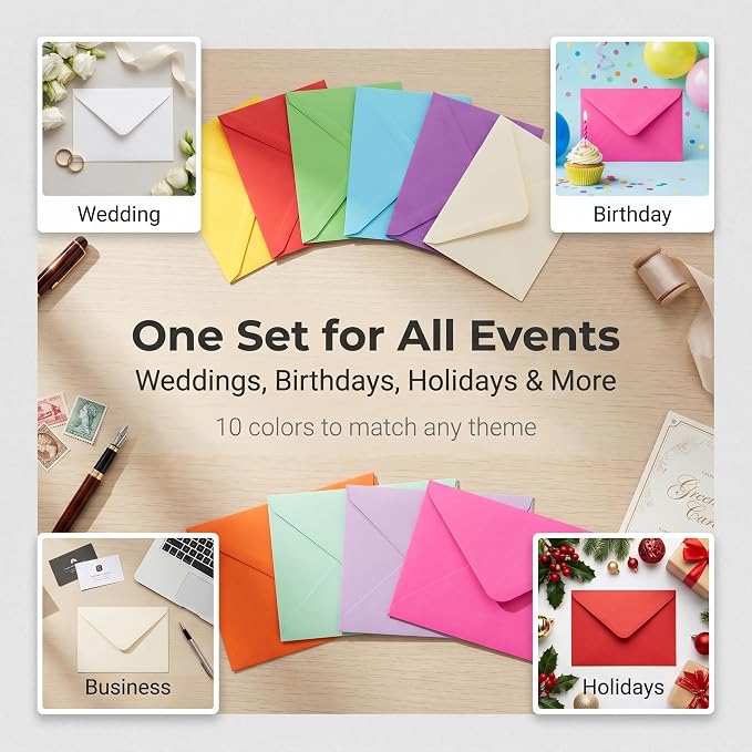 XXINMOH 100 pack 4x6 Envelopes, A6 Invitation Envelopes 6.5 x 4.75 - Image 3