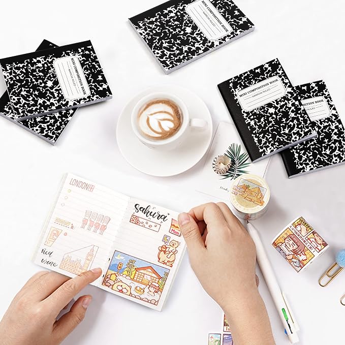 feela Mini Composition Notebook, Cute 30 Pack Black Narrow Ruled Mini - Image 6