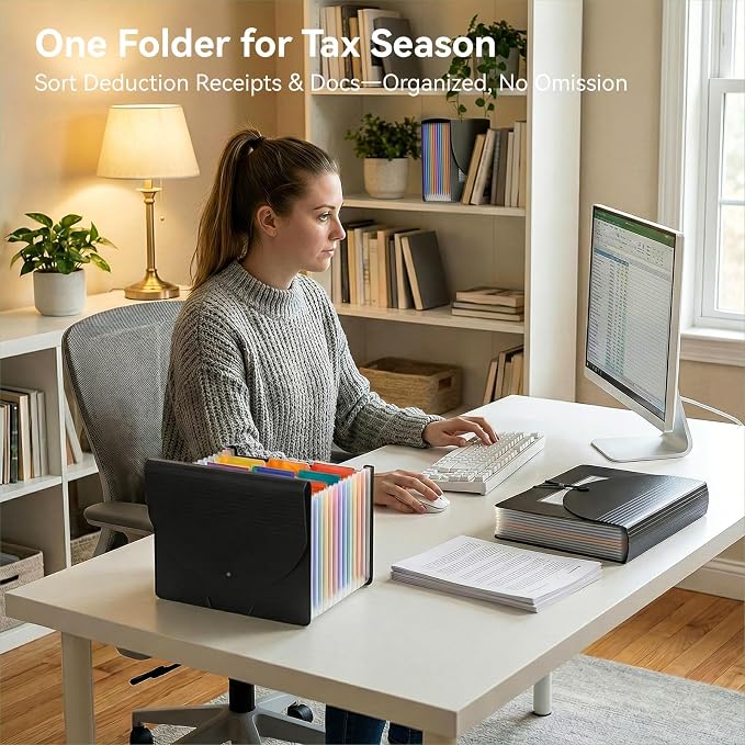 ThinkTex Expanding File Folder 12 Pockets Accordion File Organizer/Portable - Image 4