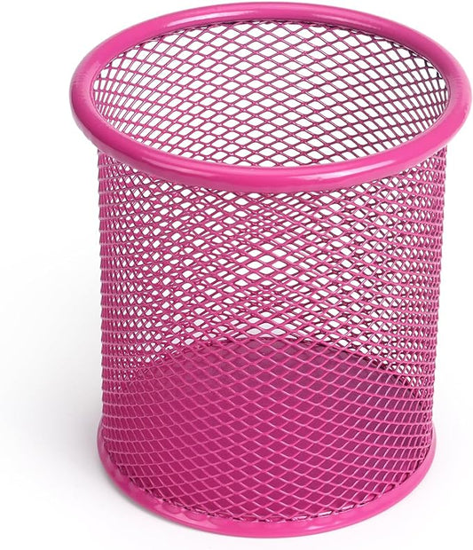 Tamaki Pen Holder Cup for Desk, Wire Mesh Pencil Cup Holder for Desk Office Pen Organizer (Pink)-DeskLoop Office