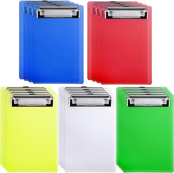 20 Pieces Mini Clipboards 4.7x7.3 Inch Plastic Colorful Clip Boards Small Cute by Epakh
