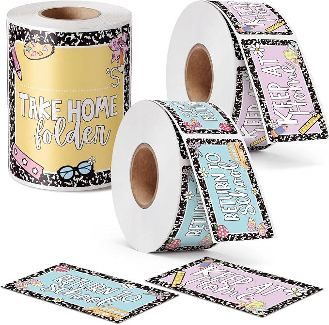 600 Pcs 3 Rolls Student Homework Folder Labels Take Home Folder Return to by Janlaugh
