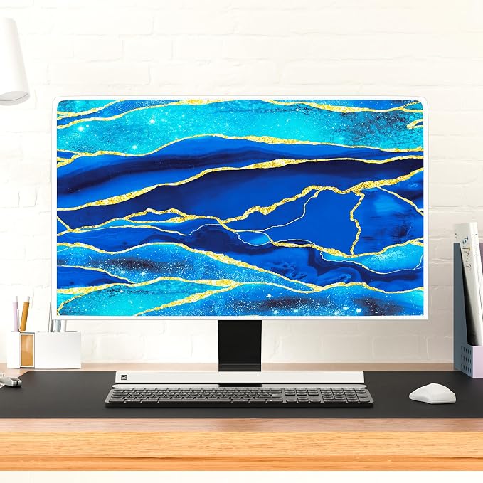 Baocicco Royal Blue Marble Waterproof TV Cover 75 Inch Creative Design Monitor - Image 4