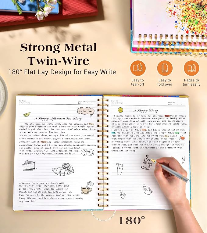 Lined Spiral Notebook Journal for Women, 150 Pages Cute Notebooks 5.75” x 8.38” - Image 6