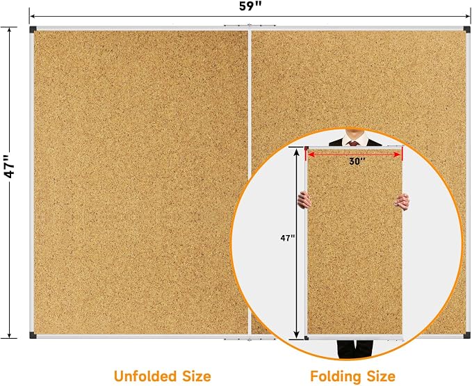 XBoard Large Cork Bulletin Board 60 x 48 Inch, Push Pin Corkboard - Image 3