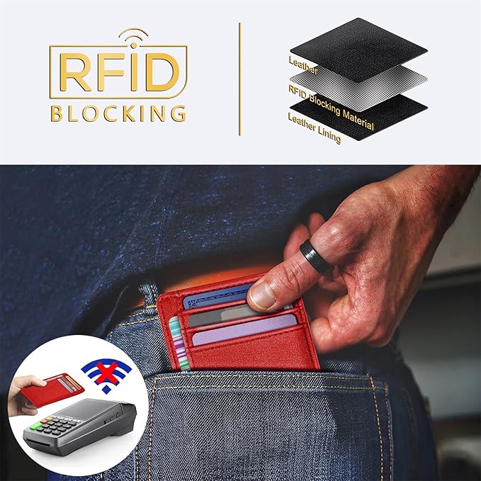 Travelambo Front Pocket Minimalist Leather Slim Wallet RFID Blocking Medium Size - Image 4