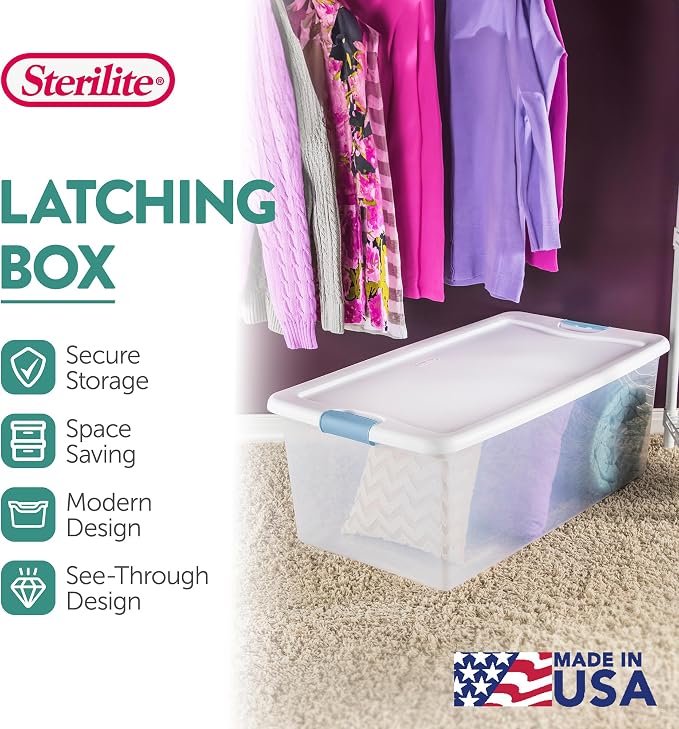 Sterilite 8-Pack Latching Box, Under Bed Storage Bins - Image 3