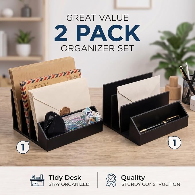 2 Pack 3-Slot Mail Organizer for Desk - Image 3