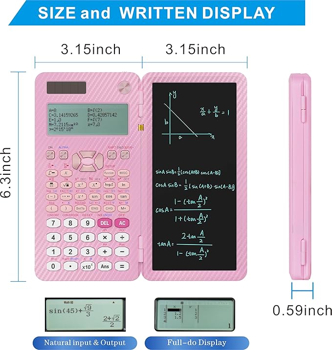 Scientific Calculators for College Students, IPepul Pink Desktop Math Solar Calculator with Notepad,991EX Type-C Rechargeable 552 Functions, School Supplies for Middle High School and Students(Pink)-DeskLoop Office