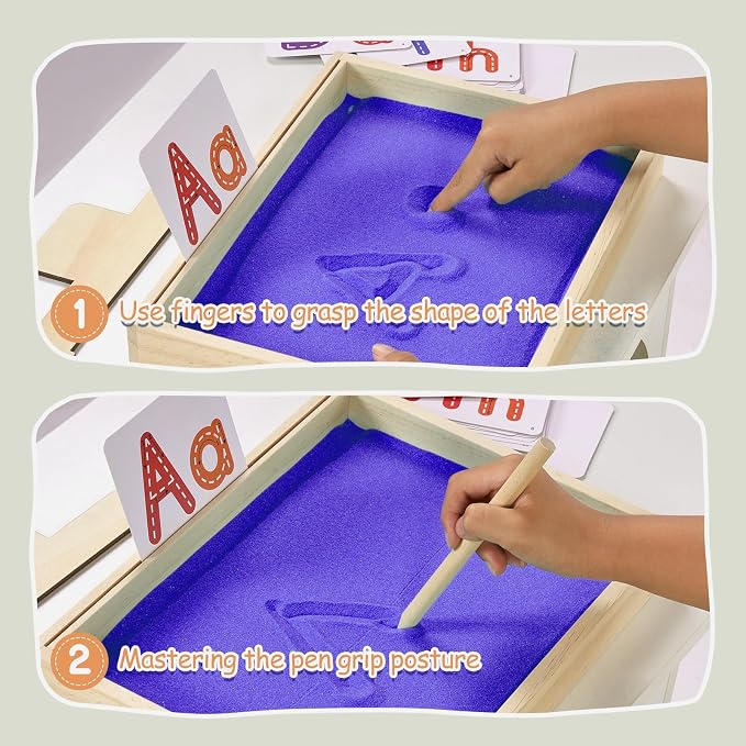 Montessori Sand Tray for Kids, Writing Play Sand Tray - Image 3