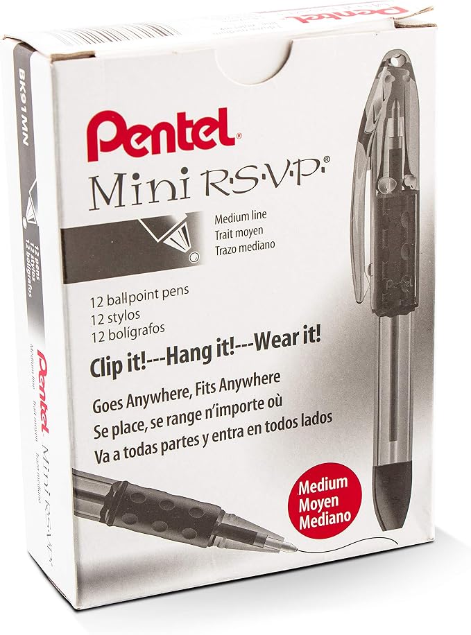 Pentel RSVP Mini Ballpoint Pen, Medium Line, Violet Ink, 12 pack by PentelofAmerica