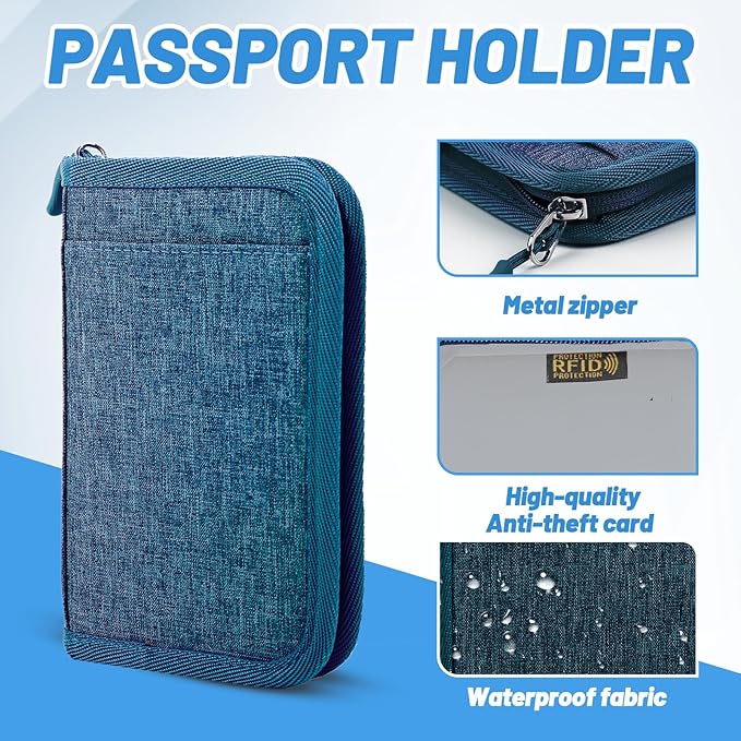 Passport Holder for Travel Essentials, RFID Blocking Protector Passport Wallets - Image 3