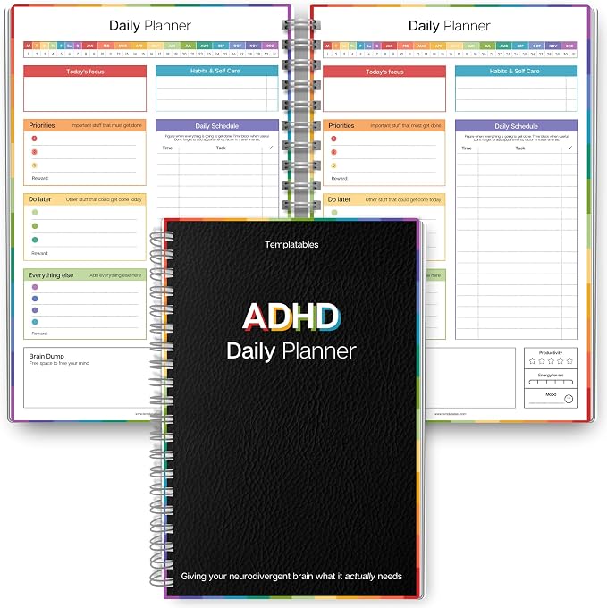 ADHD Daily Planner for Neurodivergent Adults by Templatables