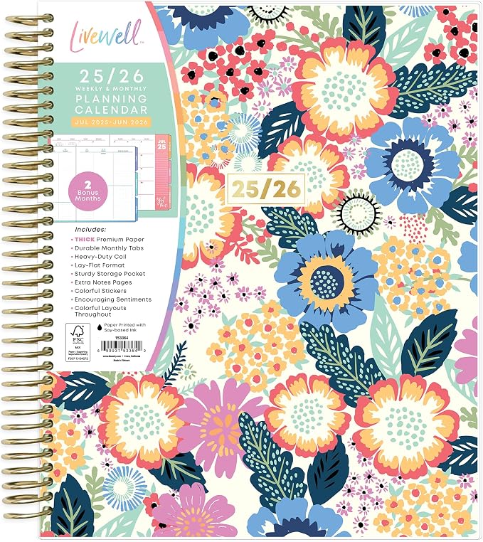Blue Sky Livewell Weekly and Monthly Academic Year Planner Calendar, July by BlueSky