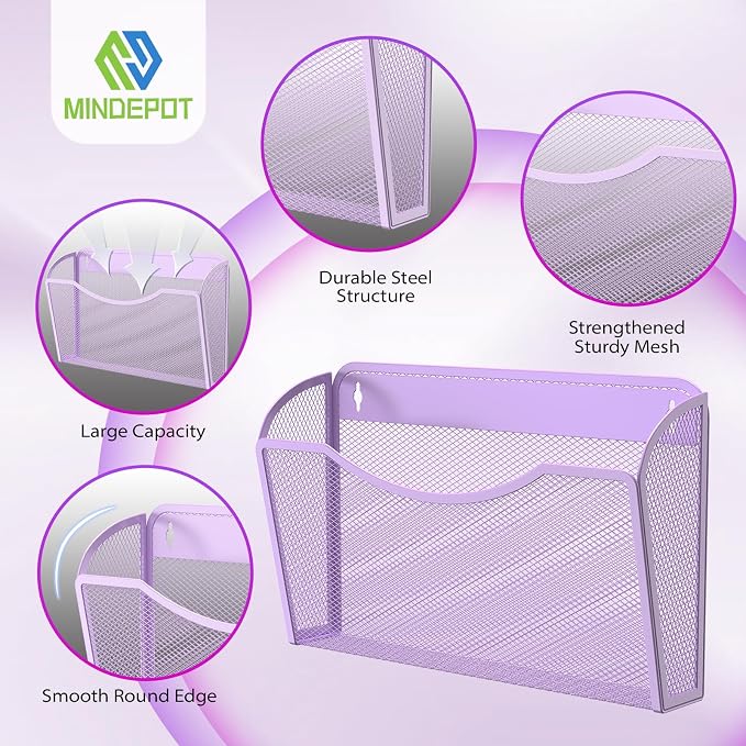 MINDEPOT Wall File Organizer, Hanging Wall Mounted File Folder Binder Holder - Image 3