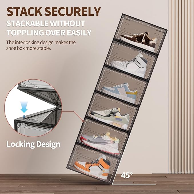 TOFWOF 12 Pack XX Large Shoe Organizer, Heavy-Duty Hard Thicken Plastic Clear - Image 3