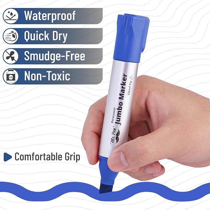 Mr. Pen- Jumbo Permanent Markers, 4 Pack, Chisel Tip, Wide Tip, Large | Thick - Image 5