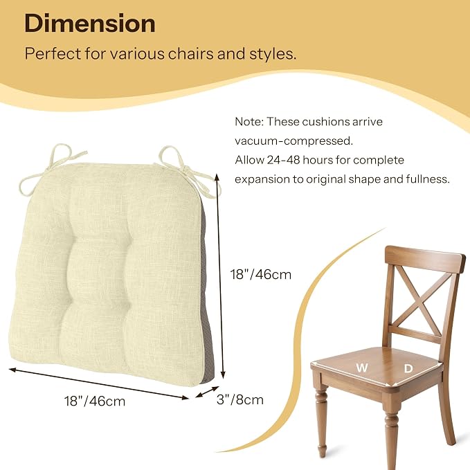 Chair Cushions for Dining Chairs 2 Pack, - Image 2