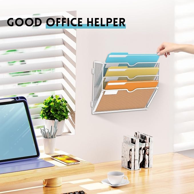 SUPEASY 3-Tier Wall File Organizer, Hanging Wall Mounted Mail Organizer - Image 2