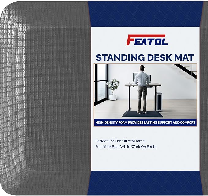 FEATOL Anti Fatigue Mat for Standing, 9/10 Extra Thick Ergonomic Standing Desk by FEATOL