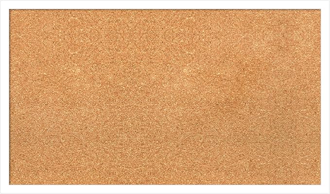 Amanti Art Natural Cork Board for Wall, 17x29 Vision Board with White Frame, Medium Corkboard Office Decor for Home Organization, Modern Corkboard Pinboard to Display Items for Home Organization in-DeskLoop Office
