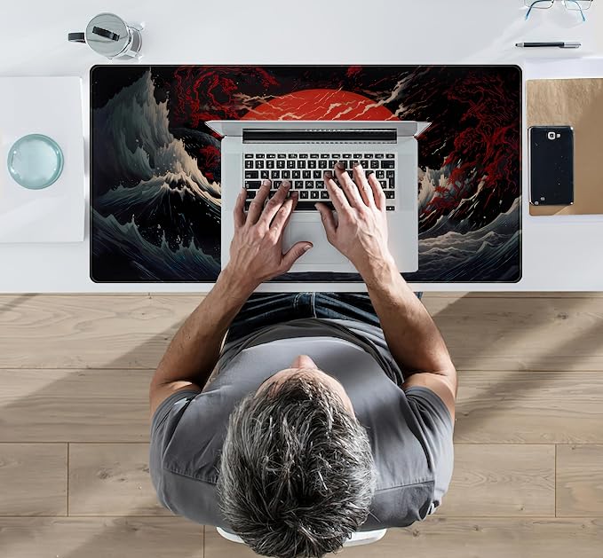 Gothic Desk Mat XXL Large Extended Gaming Mouse Pad Red Sun Mousepas Laptop Mat - Image 7