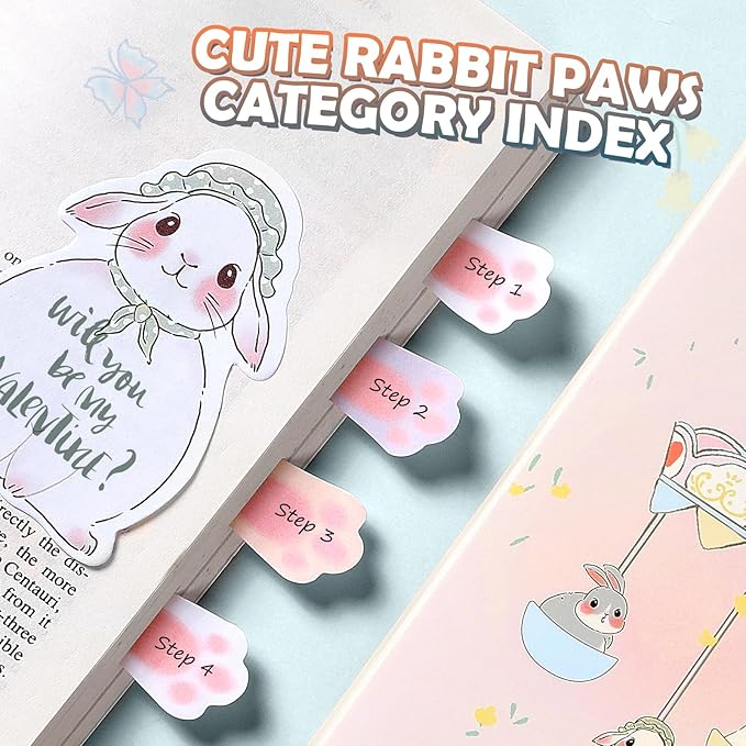 Hommie Cute Sticky Notes Set, Sticky Notes Set Planner Dividers, Easter Bunny Self-Stick Memo Pads with Animal Divider Tabs, Bundle Writing Designs for Office, School, Easter Party Supplies-DeskLoop Office