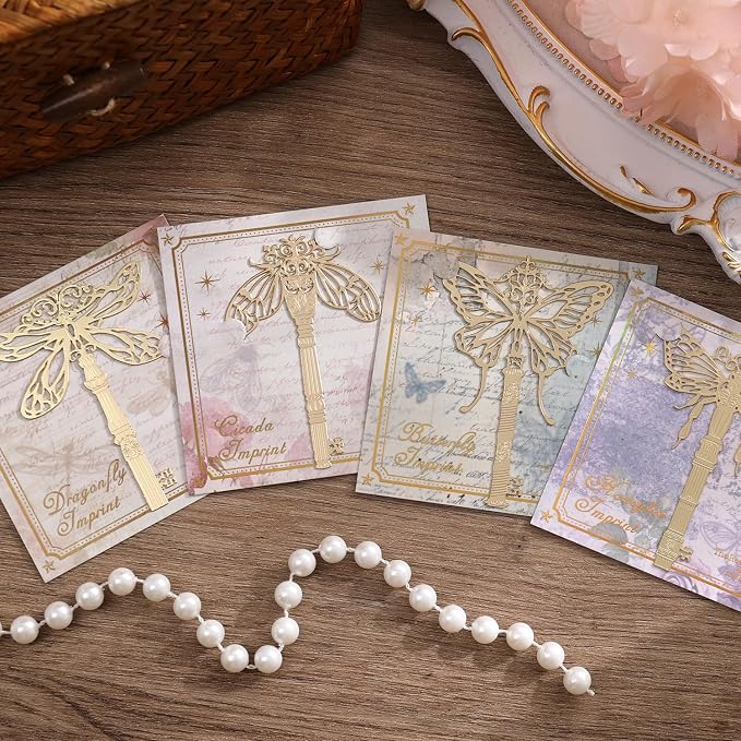 4Pcs Metal Bookmarks Vintage Golden Hollow Out Book Marks - Image 4