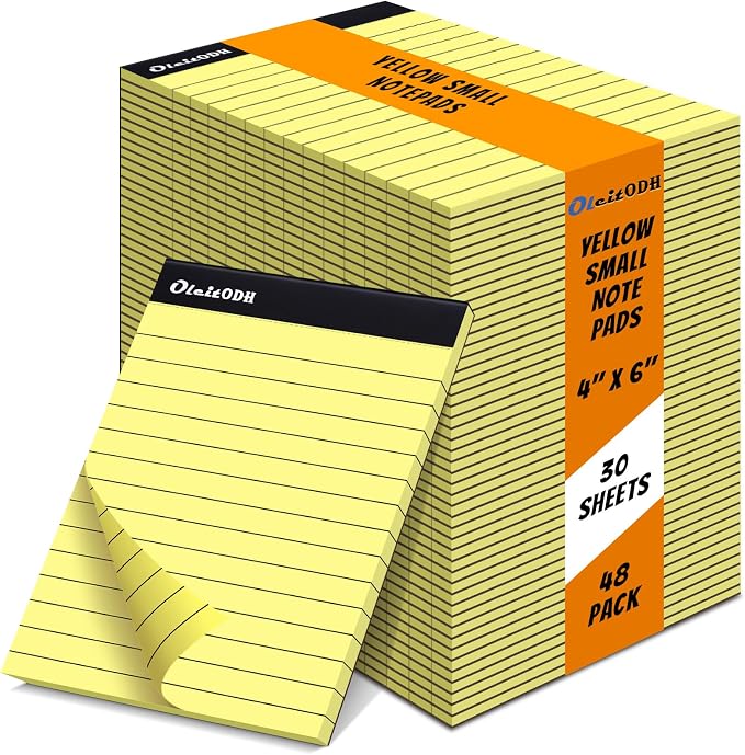 Oleitodh 4x6 Notepads – 48 Pack Yellow Memo Pads Small Writing Pads by Oleitodh