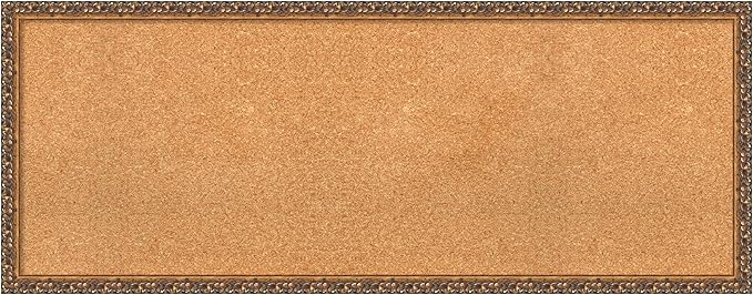 Amanti Art Natural Cork Board for Wall, 18x46 Vision Board with Bronze Frame, Oversize Corkboard Office Decor for Home Organization, Traditional Corkboard Pinboard to Display Items for Home-DeskLoop Office