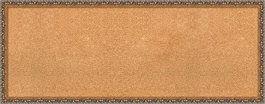 Amanti Art Natural Cork Board for Wall, 18x46 Vision Board with Bronze Frame, Oversize Corkboard Office Decor for Home Organization, Traditional Corkboard Pinboard to Display Items for Home-DeskLoop Office