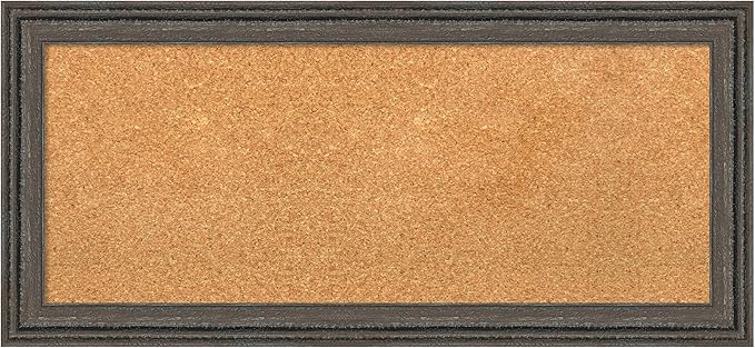 Amanti Art Natural Cork Board for Wall, 15x33 Vision Board with Brown Wood Frame, Medium Corkboard Office Decor for Home Organization, Rustic Farmhouse Corkboard Pinboard to display items for home-DeskLoop Office