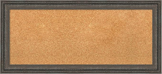 Amanti Art Natural Cork Board for Wall, 15x33 Vision Board with Brown Wood Frame, Medium Corkboard Office Decor for Home Organization, Rustic Farmhouse Corkboard Pinboard to display items for home-DeskLoop Office