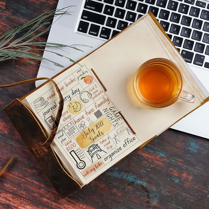 LEATHER VILLAGE Leather Bound Journal - Rustic Brown, 11.5"X8.50", 220 Pages - Vintage Blank Paper Diary for Writing, Drawing, Sketchbook, and Travel Notebook - Ideal for Women and Men-DeskLoop Office