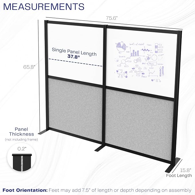 VIVO Modular Wall System, 2 PET and Whiteboard Panels, Professional Office - Image 3