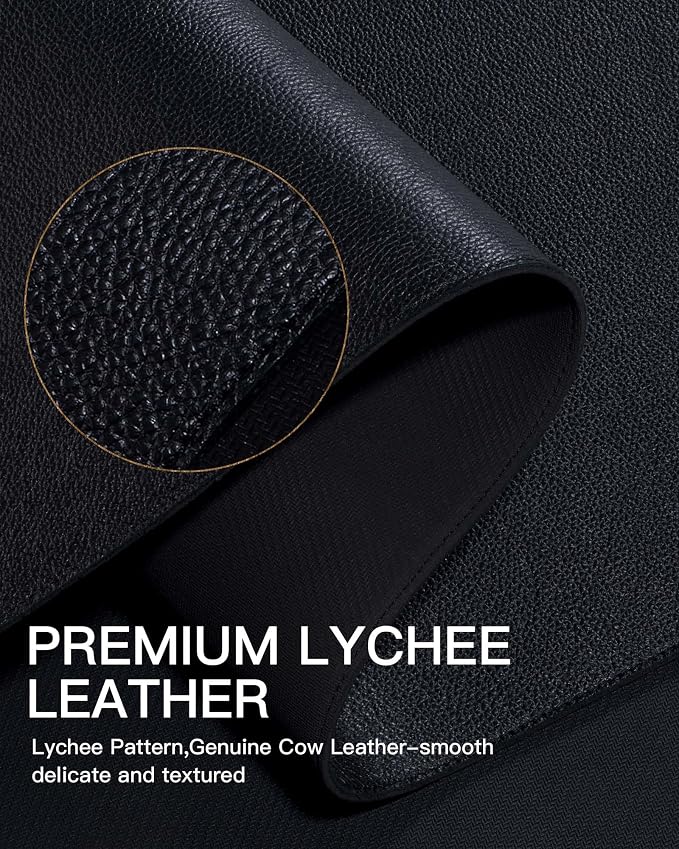 YSAGi Genuine Leather Desk Mat, 35.4"X17" Leather Desk Mat, Office Desk Pad - Image 4