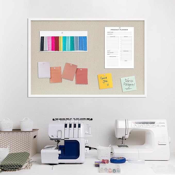 DAHAPYBOO Cork Board with Linen White, Bulletin Board 36"x24" | Hanging - Image 7