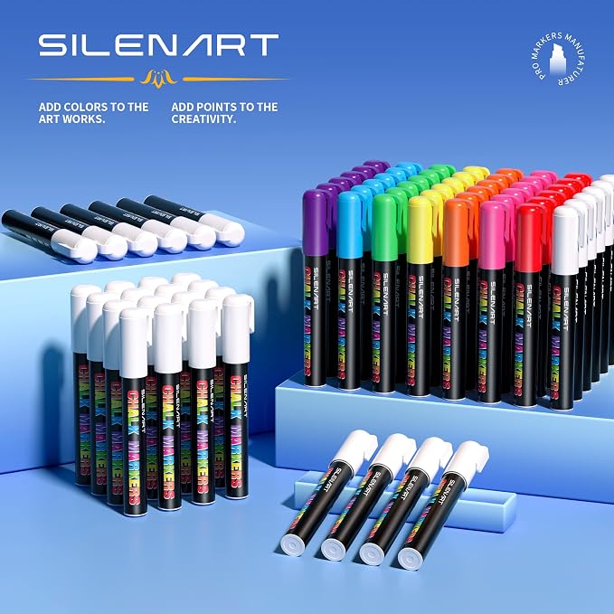 SILENART White Chalk Markers - 15mm Jumbo Tip Car Marker - Wide Thick Window - Image 4