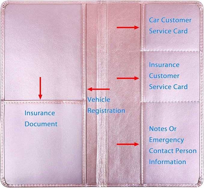 Wisdompro Car Document Holder Organiser, PU Leather Vehicle Insurance and - Image 2
