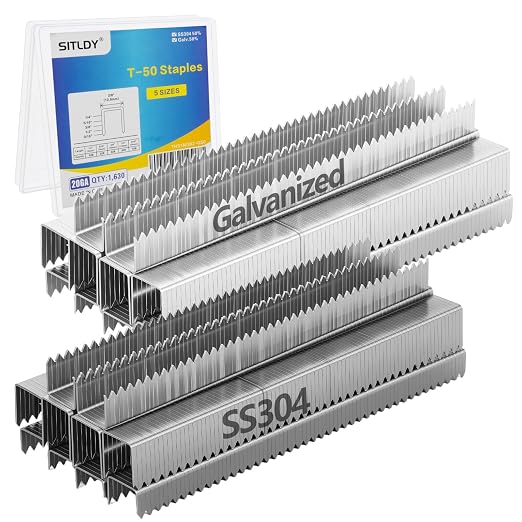 Heavy Duty T-50 Staples 1630-Count 5 Sizes 1/4", 326 per Size, Electric T50 by SITLDY