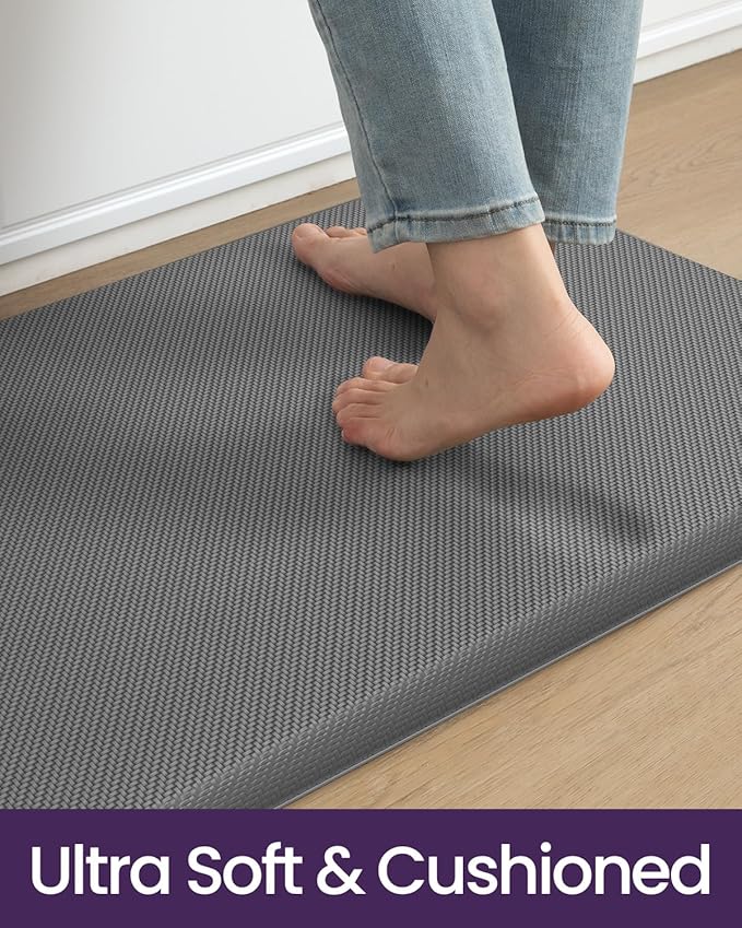 DEXI Kitchen Mat Cushioned Anti Fatigue, Non Slip Waterproof Comfort Standing Floor Rug for Kitchen, Office, Sink, Laundry, 48x20, Grey-DeskLoop Office