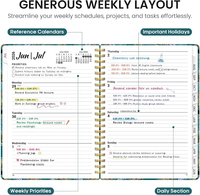 Planner 2026-2027, Academic Year Weekly and Monthly Calender Planner, from Jul - Image 3