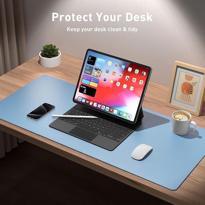 Aothia Faux Leather Desk Mat for Keyboard & Mouse | Large desk mat for keyboard - Image 4