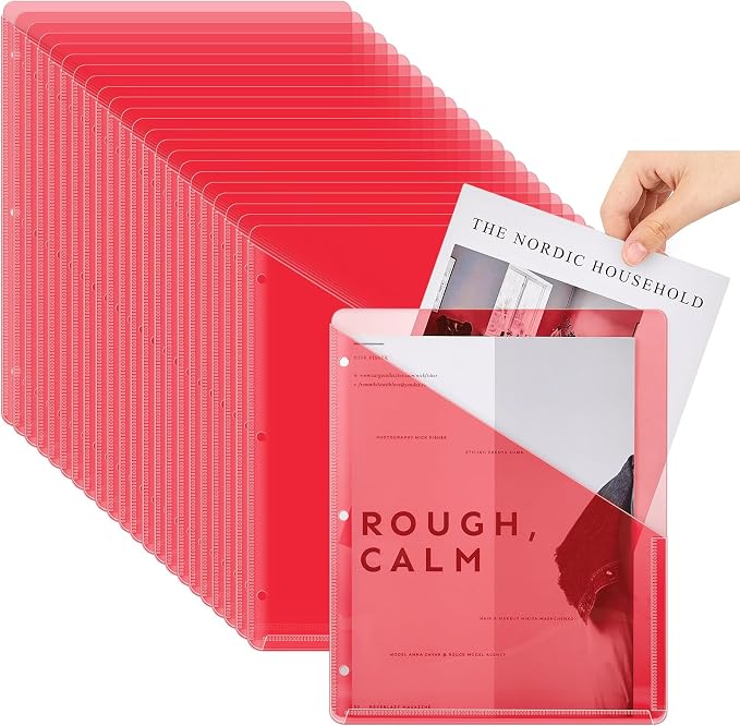 Seajan 48 Pcs Pocket Folders for 3 Ring Binder Clear Plastic Folders Sleeves by Seajan