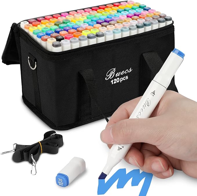 Alcohol Markers: Double Tipped Art Marker, 120 Count, suitable for Adults Artists Painting, Coloring Drawing Sketching, Multicolor-DeskLoop Office