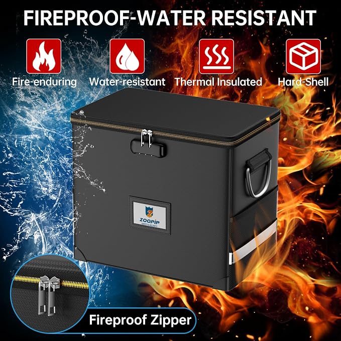 File Organizer with Lock, Fireproof Document Box, Hard Safe Box Includes 10 - Image 2