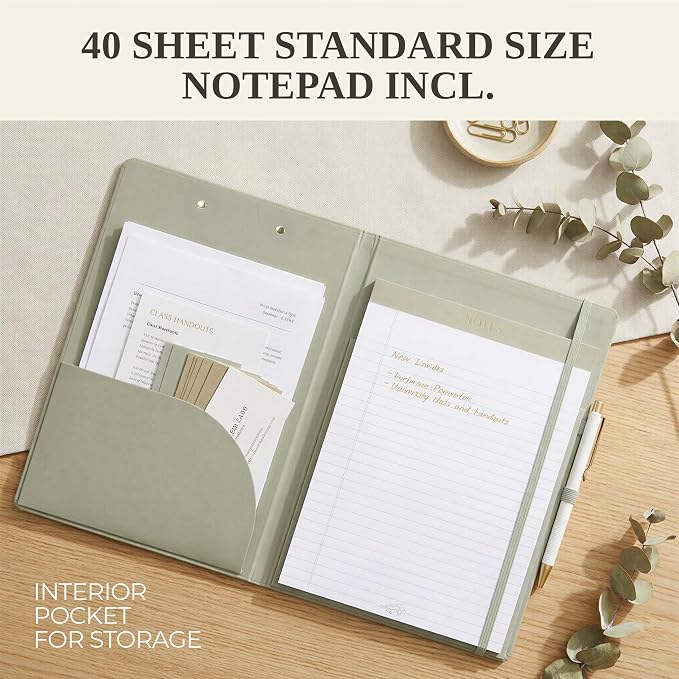 Aesthetic Clipboard Folio with Refillable Lined Notepad & Interior Pocket – - Image 4